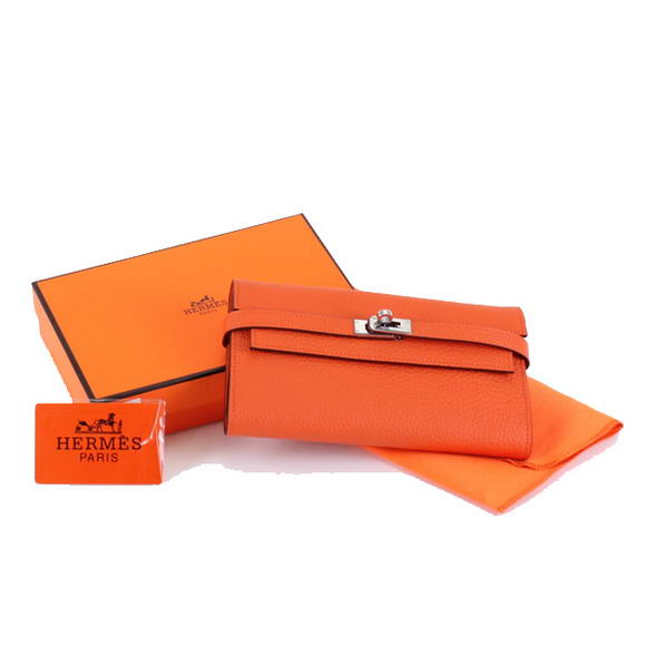 High Quality Hermes Kelly Bi-Fold Wallet A708 Orange Fake